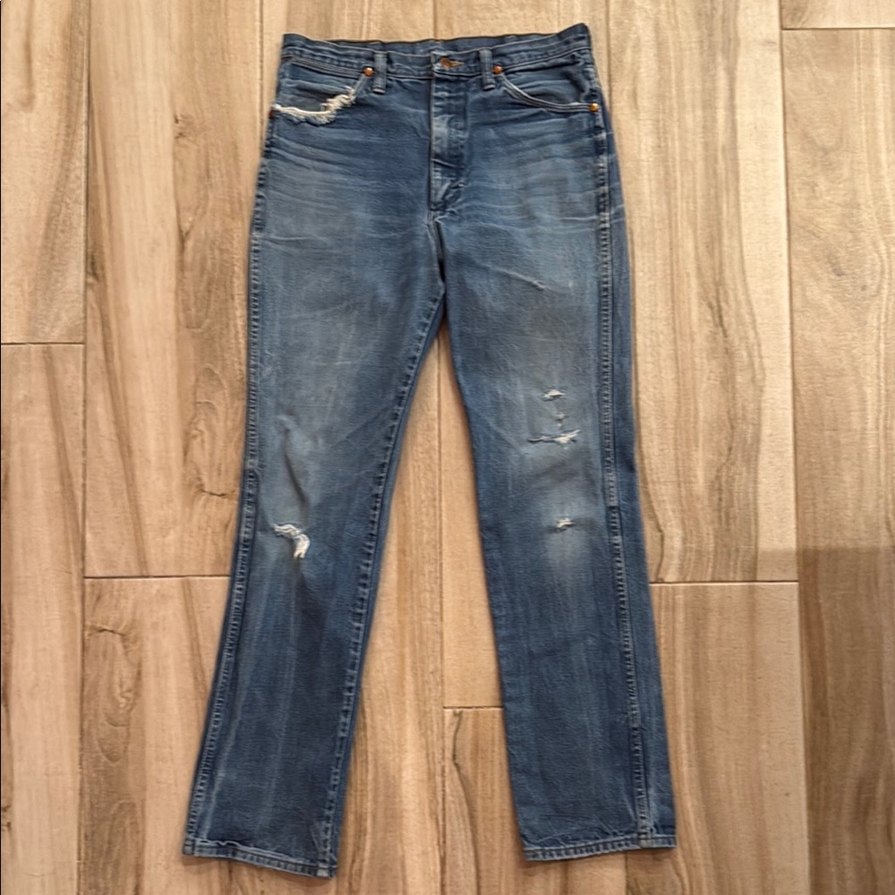 Men’s Vintage 70s USA Wrangler 0936DEN Cowboy Faded Denim Jeans 33x34